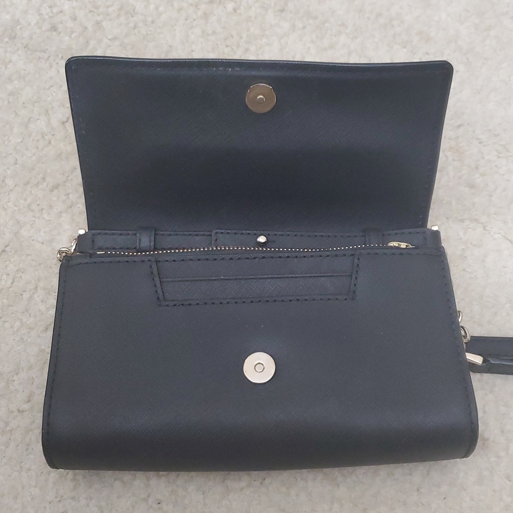 kate spade NY Eva Crossbody, Black Pebbled Leather, Chain Accents - Picture 3 of 6